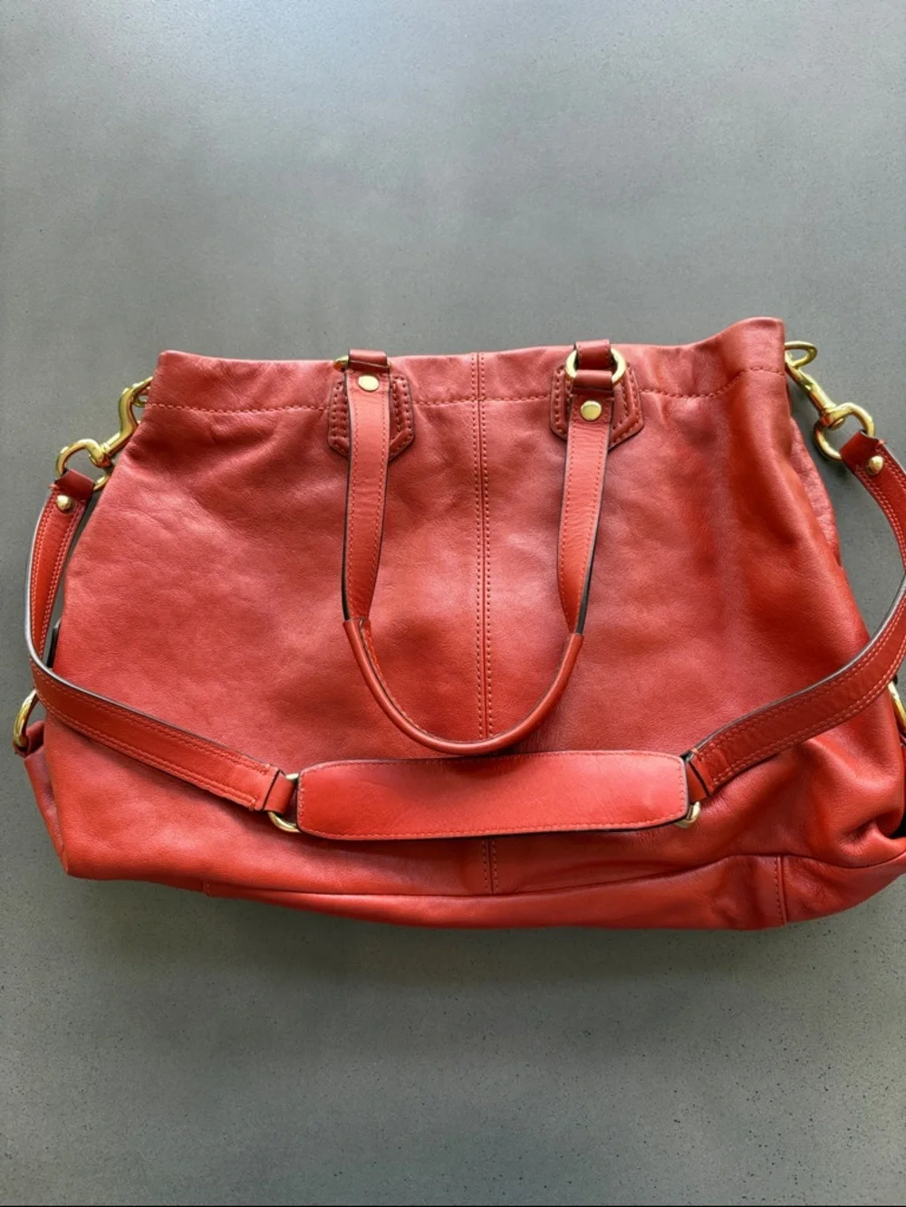 Coach Burnt Orange Leather Ashley Carryall Purse - Picture 12 of 17